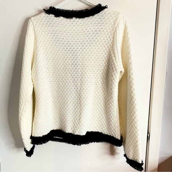Elegant Black and White Women's cardigan/Sweater Size M w/Tiny Discreet Sparkles - Picture 7 of 16
